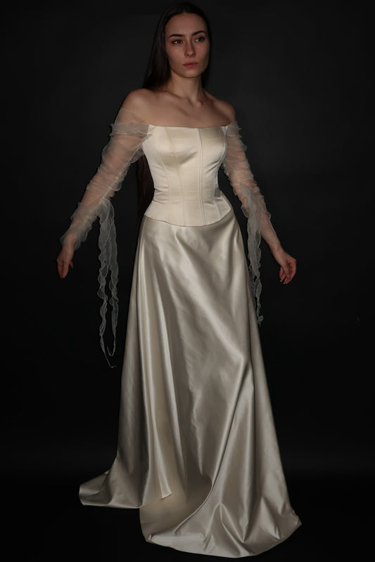 Brand New Size 40 Ivory Off-Shoulder Two-Piece Bridal Gown