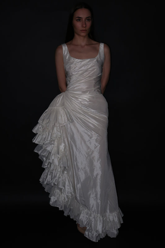 Brand New Size 40 Cymbeline Asymmetric Silk Evening Gown