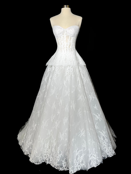 Brand New US 6 Anna Augusta Chantilly Lace Two-Piece Bridal Gown