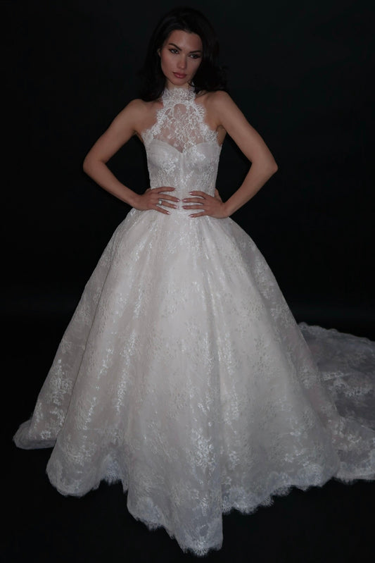 Preloved US 2 Anna Augusta Halter Neck Sweetheart Lace Bridal Gown