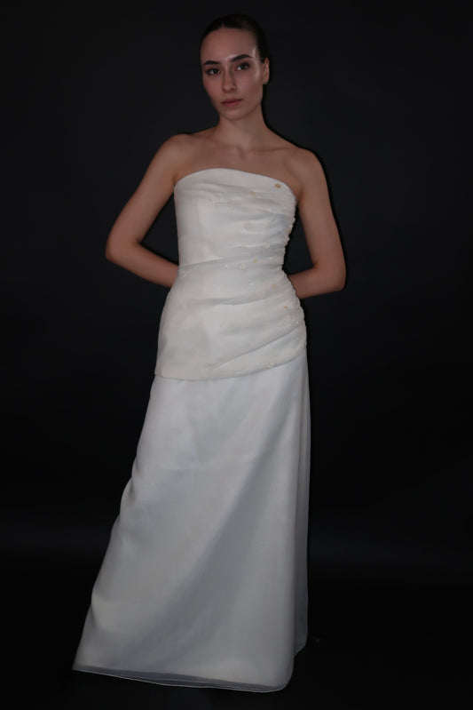 Floor Sample Size 40 Mariées De Paris Strapless Two-Piece Bridal Gown