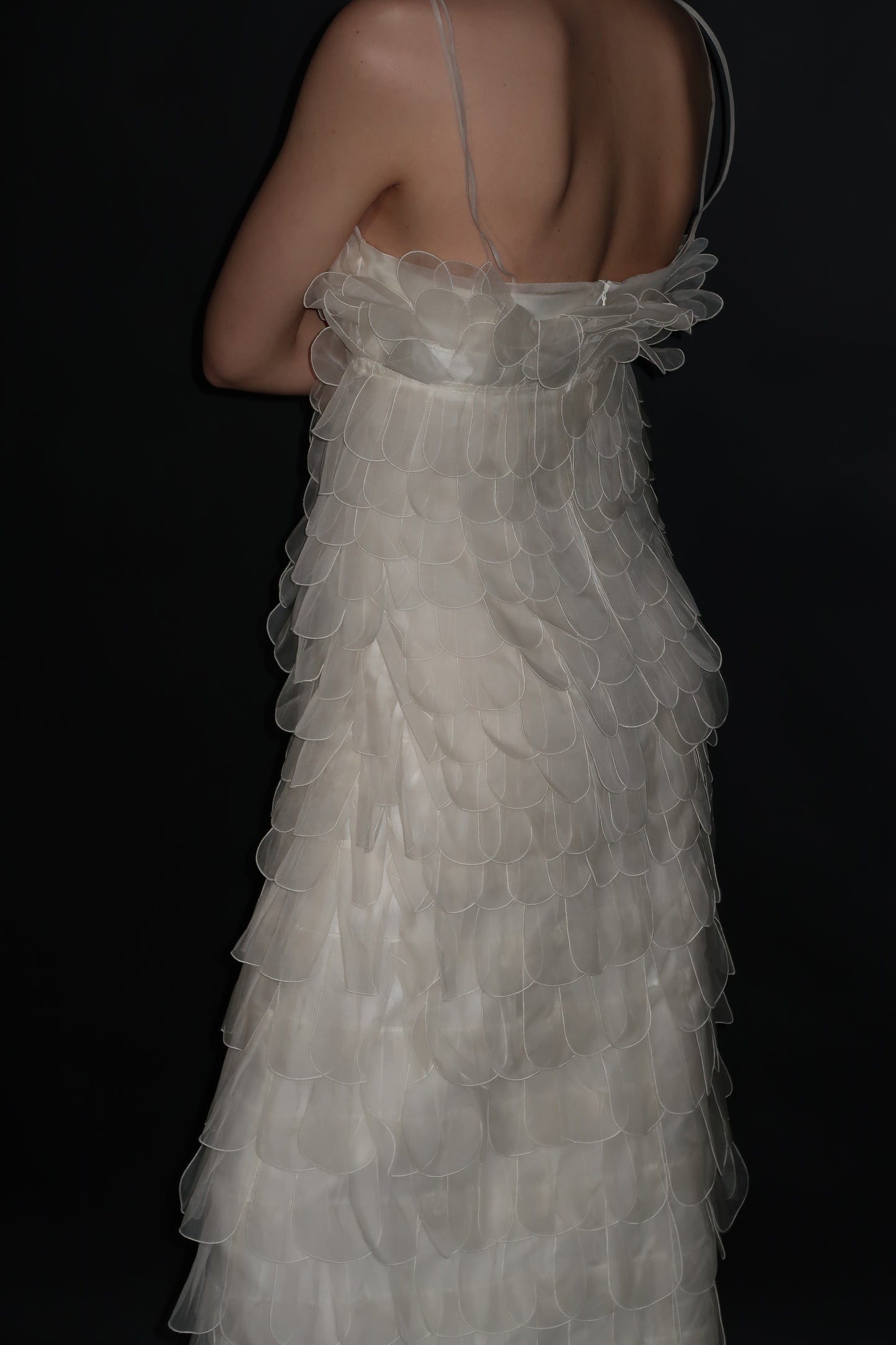 Brand New Size 40 Ivory Spaghetti Strap Evening Gown