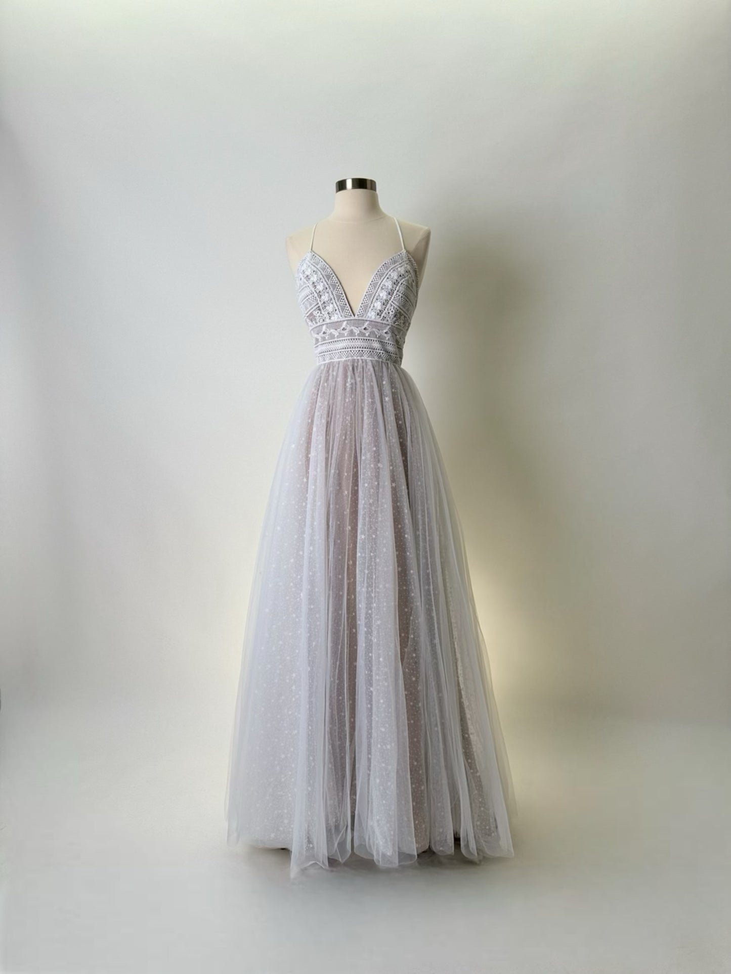 Brand New US 6 Anna Augusta Maxi White with Nude Lining Evening Dress