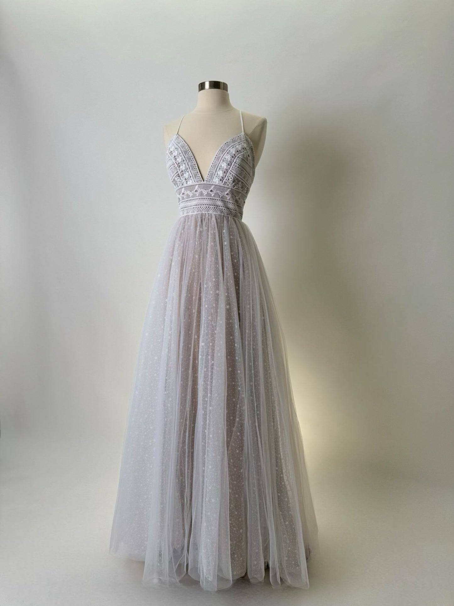 Brand New US 6 Anna Augusta Maxi White with Nude Lining Evening Dress