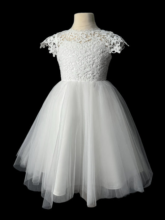 Brand New Kids Flower Girl Dress with Tulle Skirt and Guipure Top