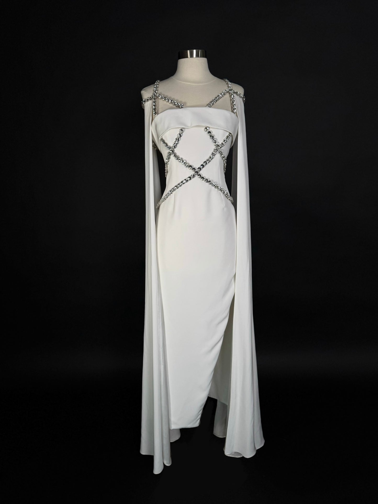 Brand New US 4 Georges Hobeika Maxi Evening Gown Stones Detailed