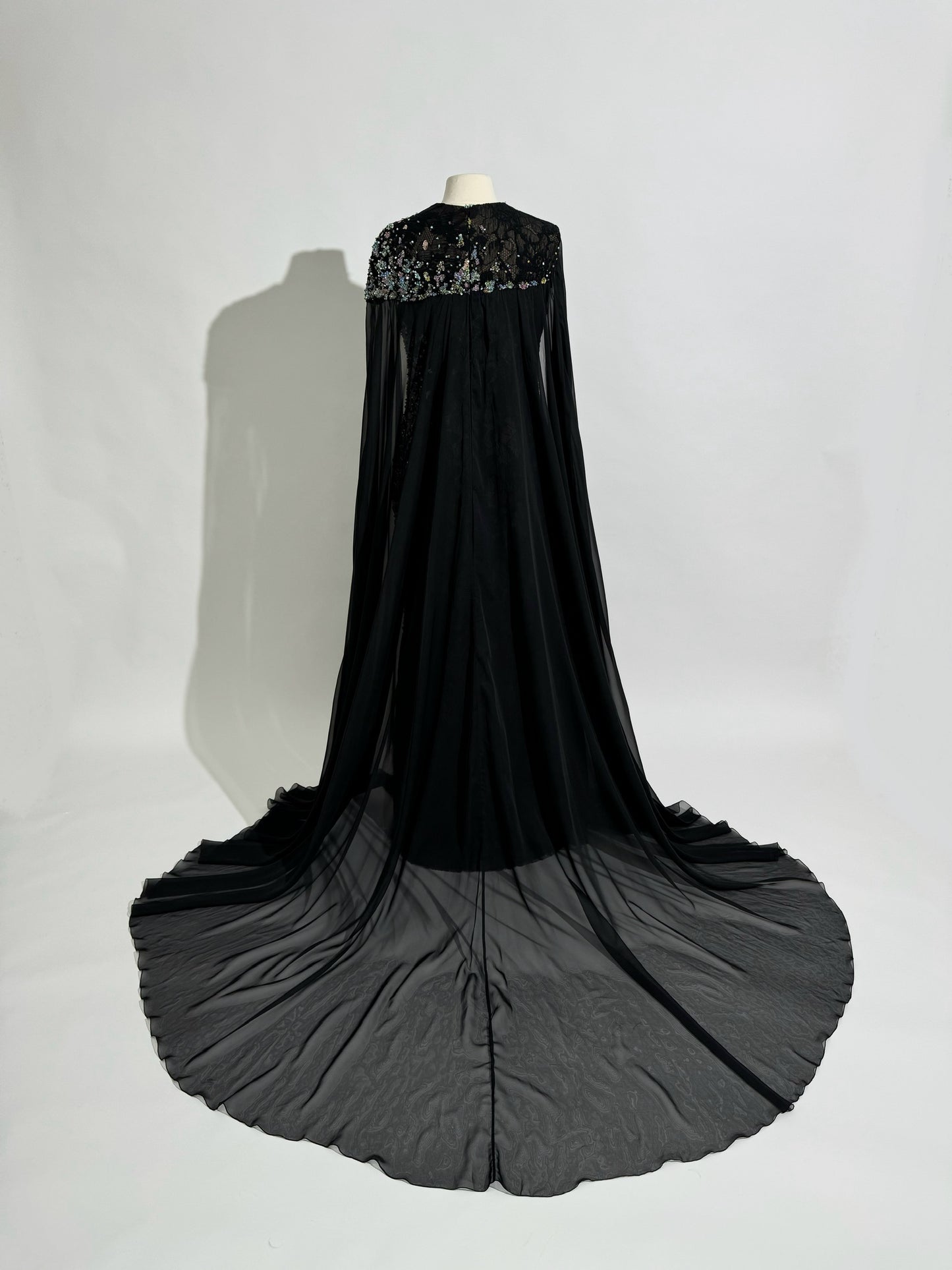 Brand New US 14 TONY WARD Black Beaded Embroidered Evening Gown