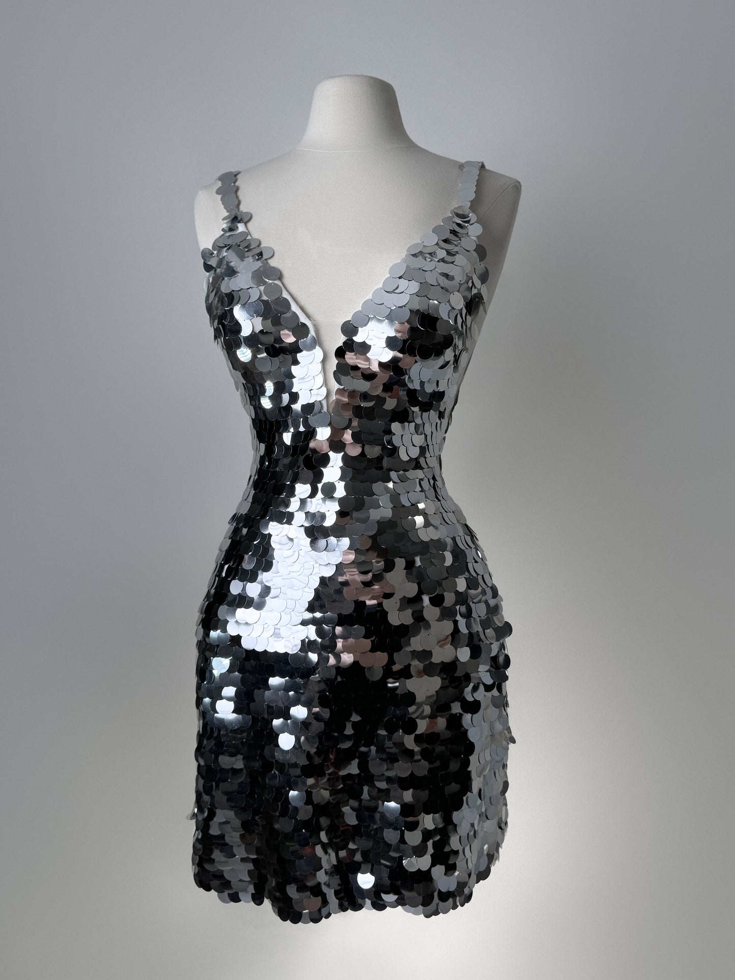 Brand New US 4 Jovani Mini  Evening Dress in Silver Color