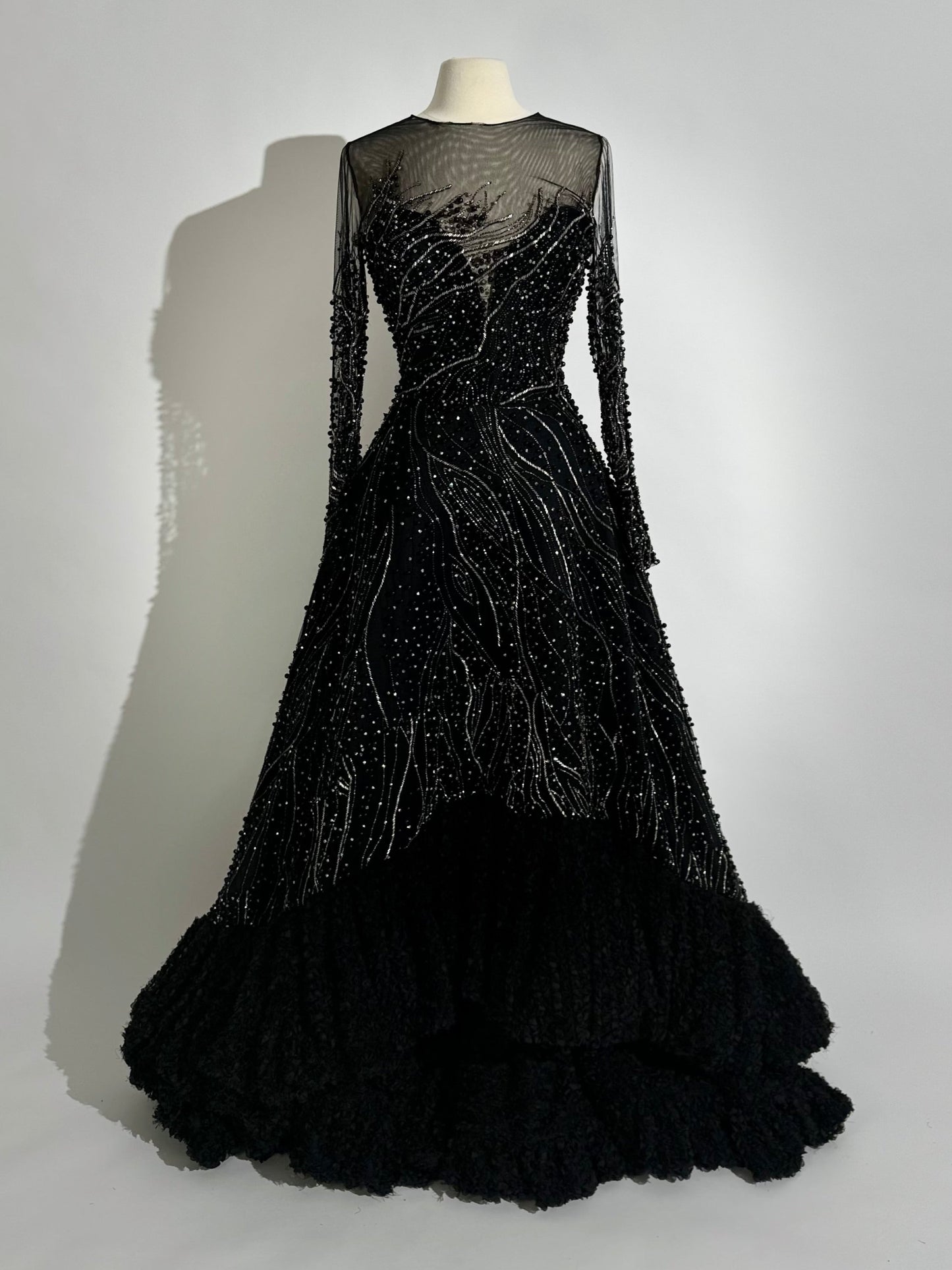 Brand New US 10 GEMY MAALOUF Beaded Embroidered Evening Gown