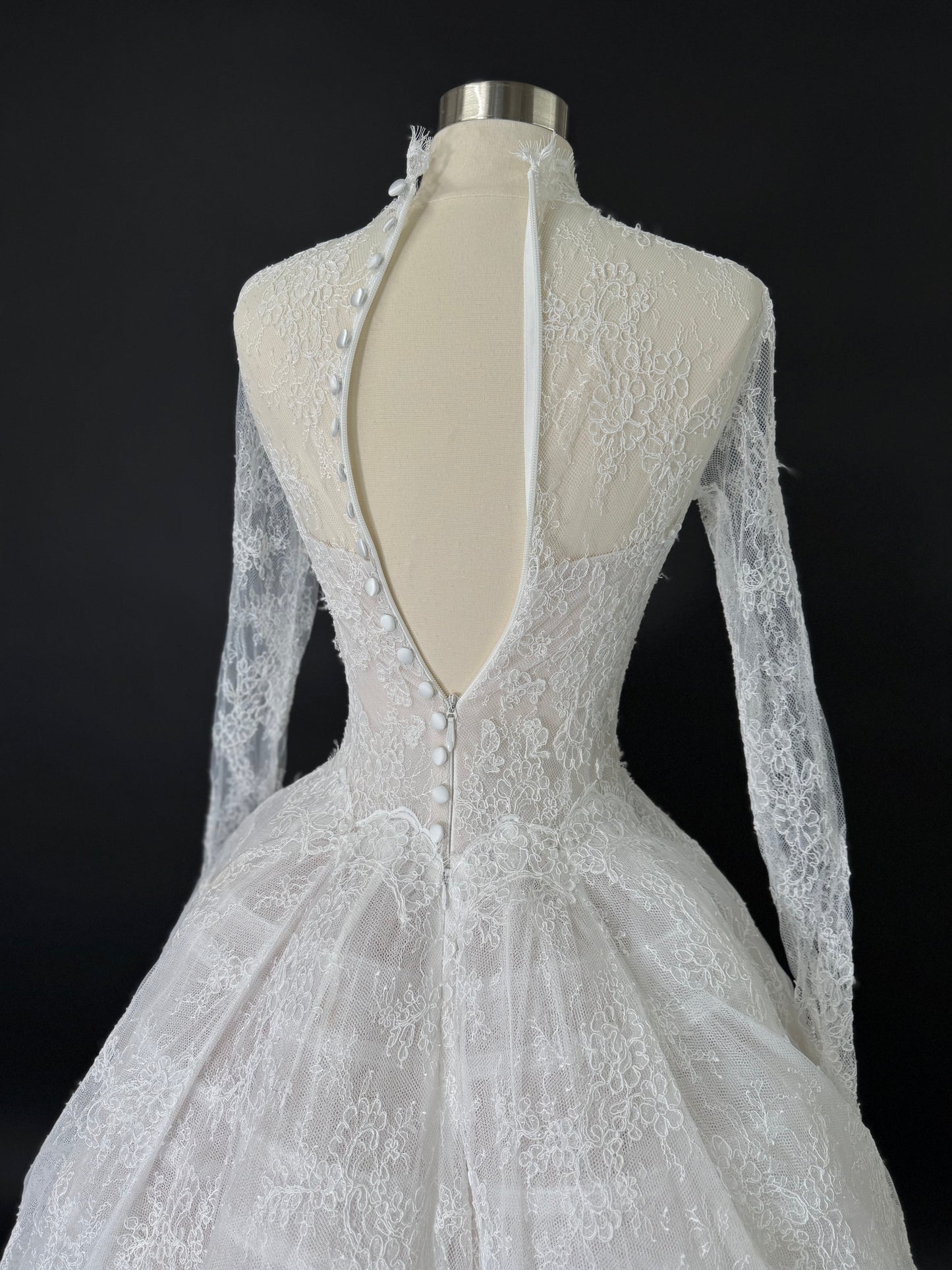 Anna Augusta Alexandra Style French Corded Lace Bridal Gown, Preloved, Size US 2-4