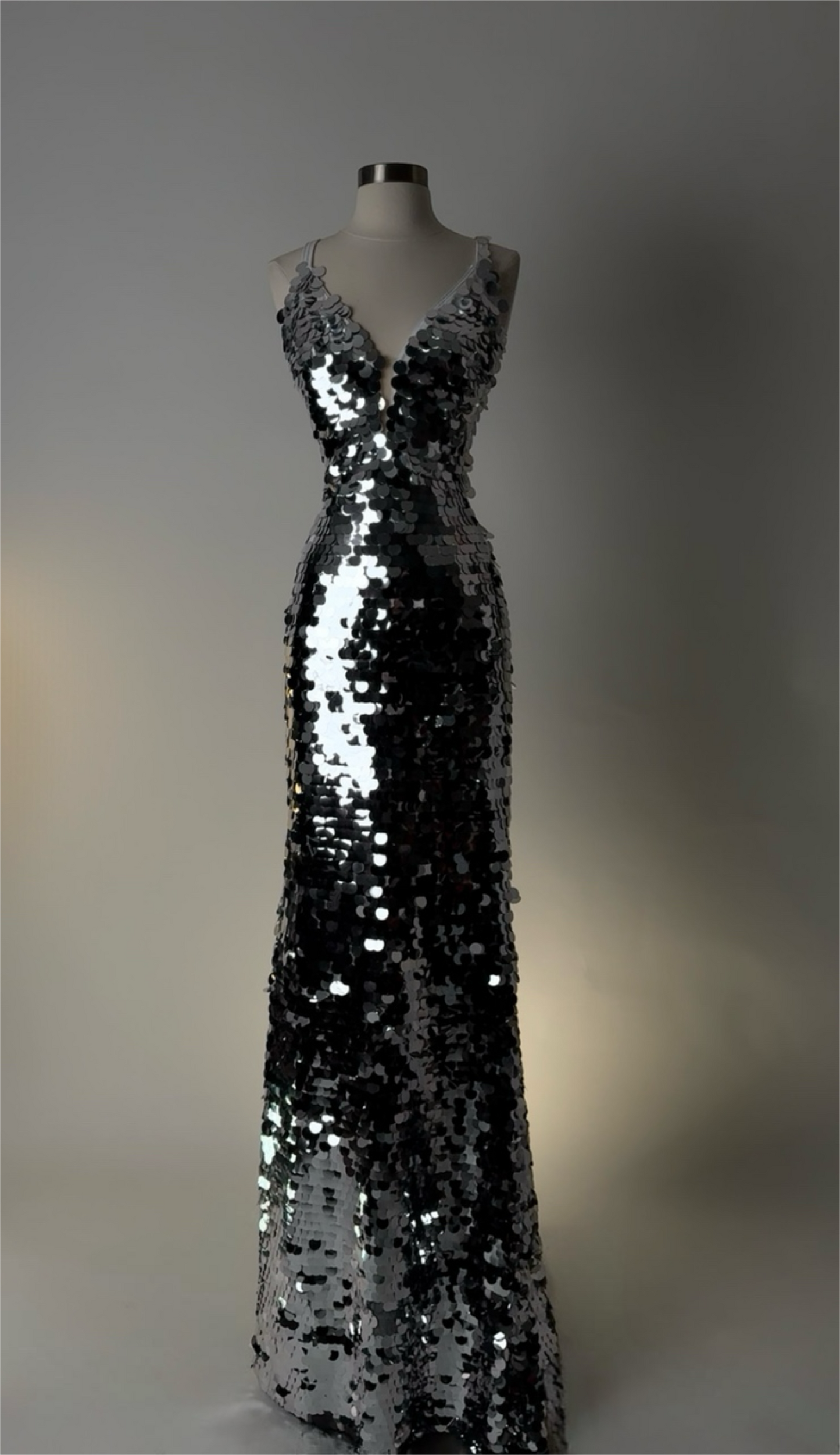 Brand New US 6 Jovani Maxi Evening Dress in Silver Color