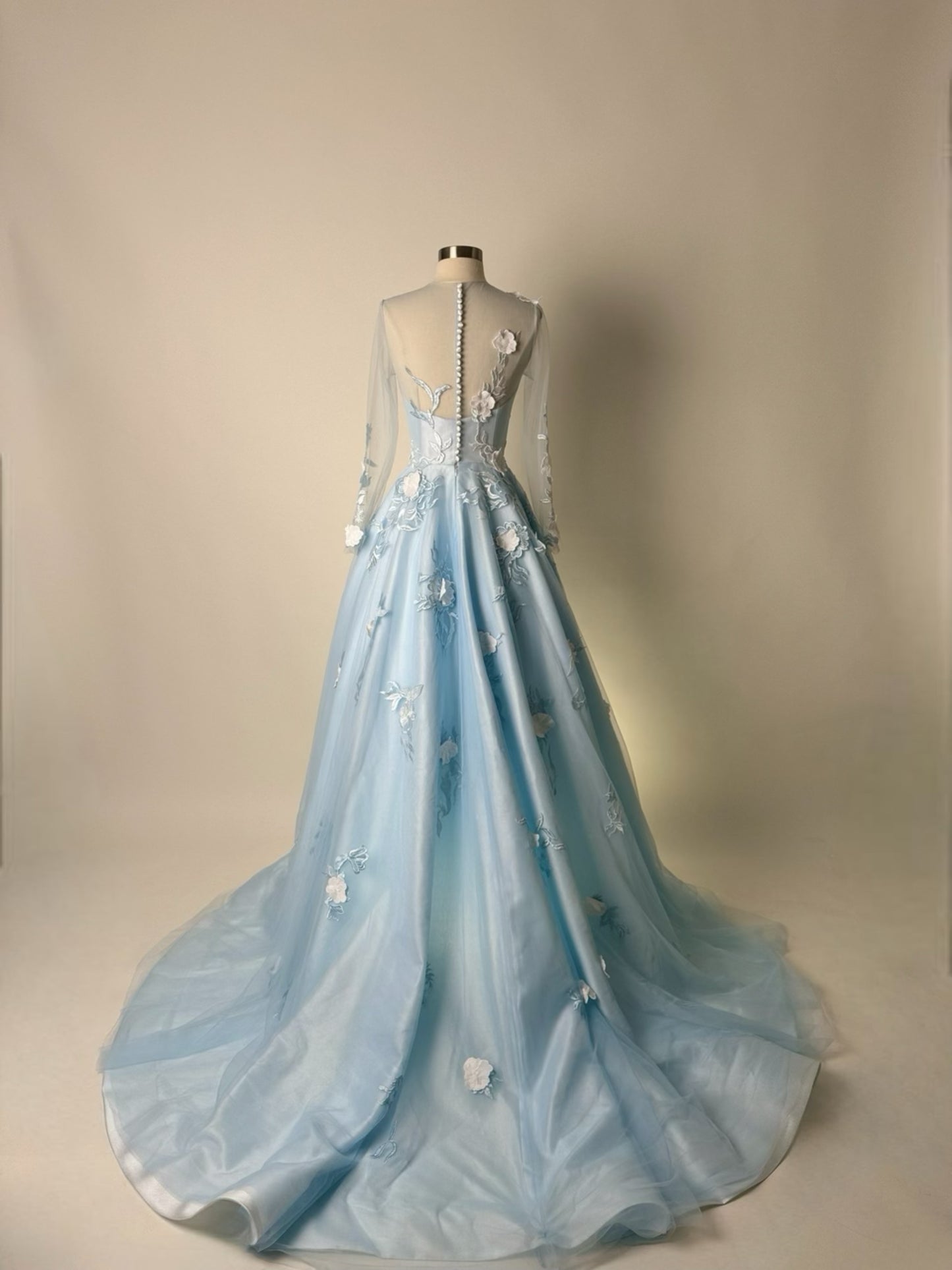 Brand New US 8 Baby Blue Floral Anna Augusta Maxi Evening Dress