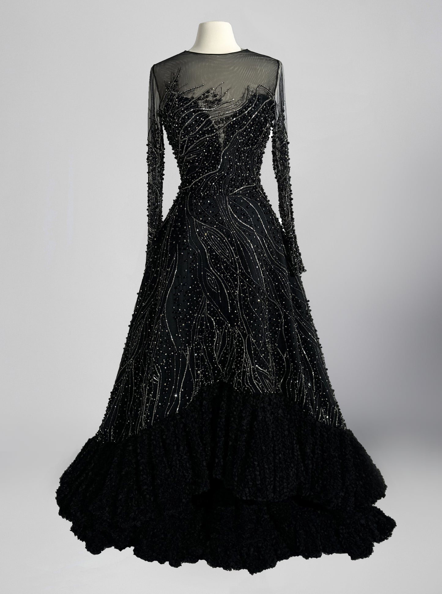 Brand New US 10 GEMY MAALOUF Beaded Embroidered Evening Gown