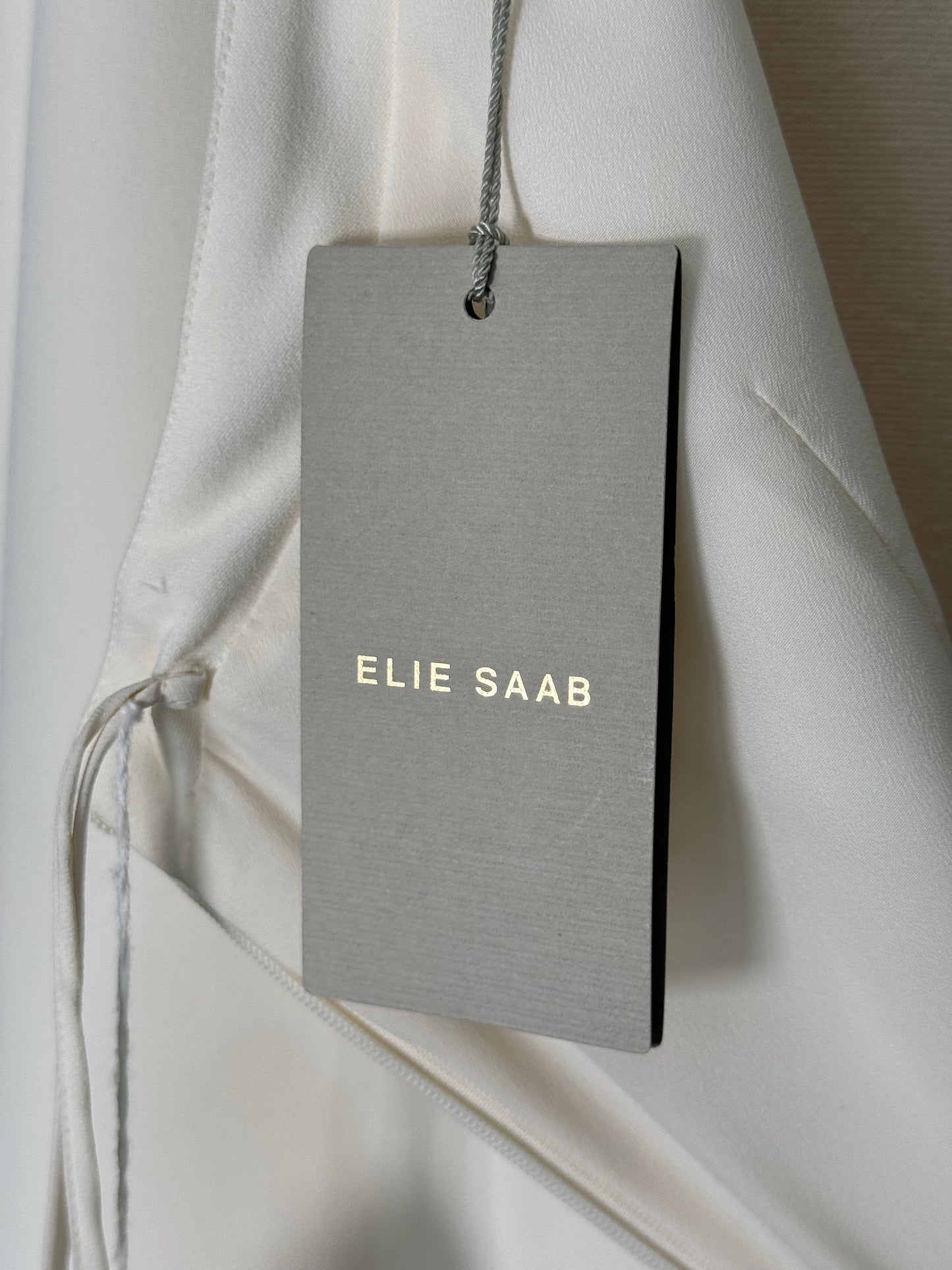 Brand New US 4&8 ELIE SAAB White Diamante Embellished Crepe Mini Dress