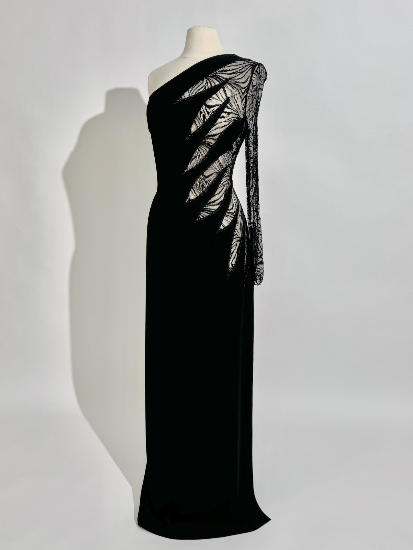 Brand New US 14 ZUHAIR MURAD Cady And Zebra Lace Intarsia Evening Gown