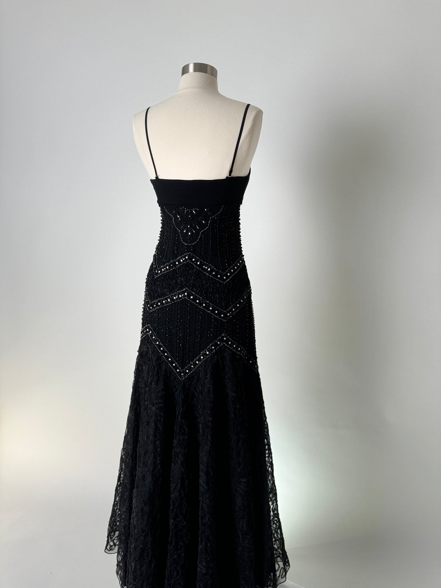 Brand New US 2 Jovani Black Beaded Maxi Evening Dress