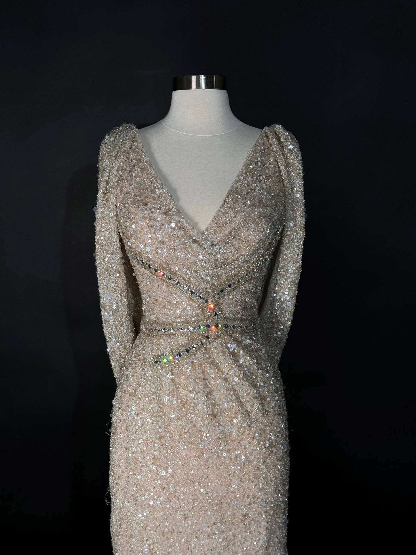 Brand New US 8 TONY WARD Fully Beaded with Sequins Evening Gown