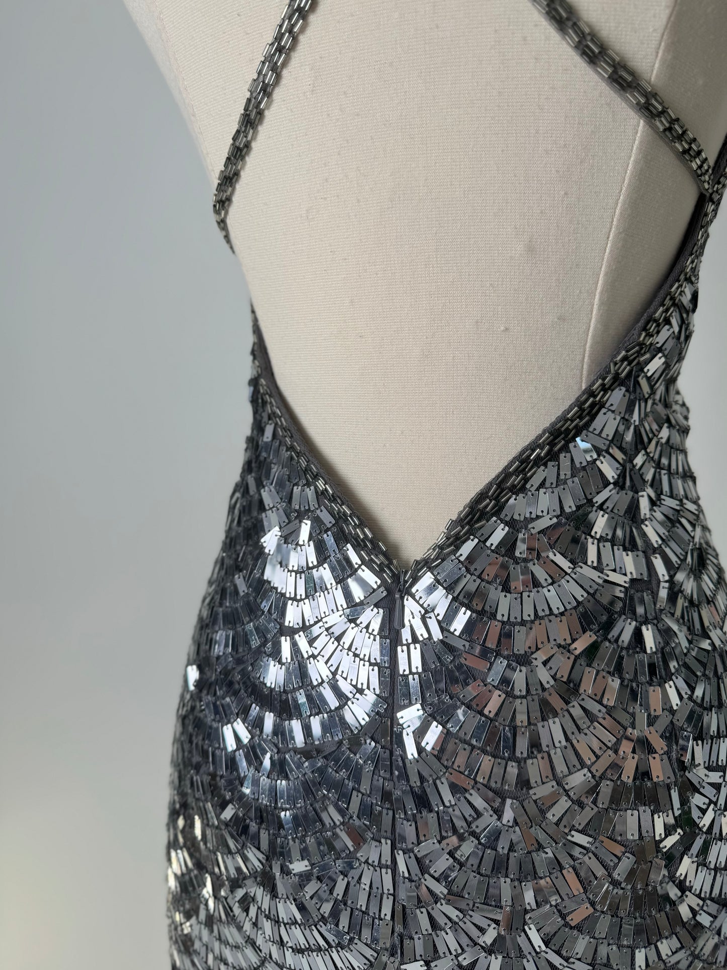 Brand New US 14 Jovani Mini Evening Dress in Silver Color