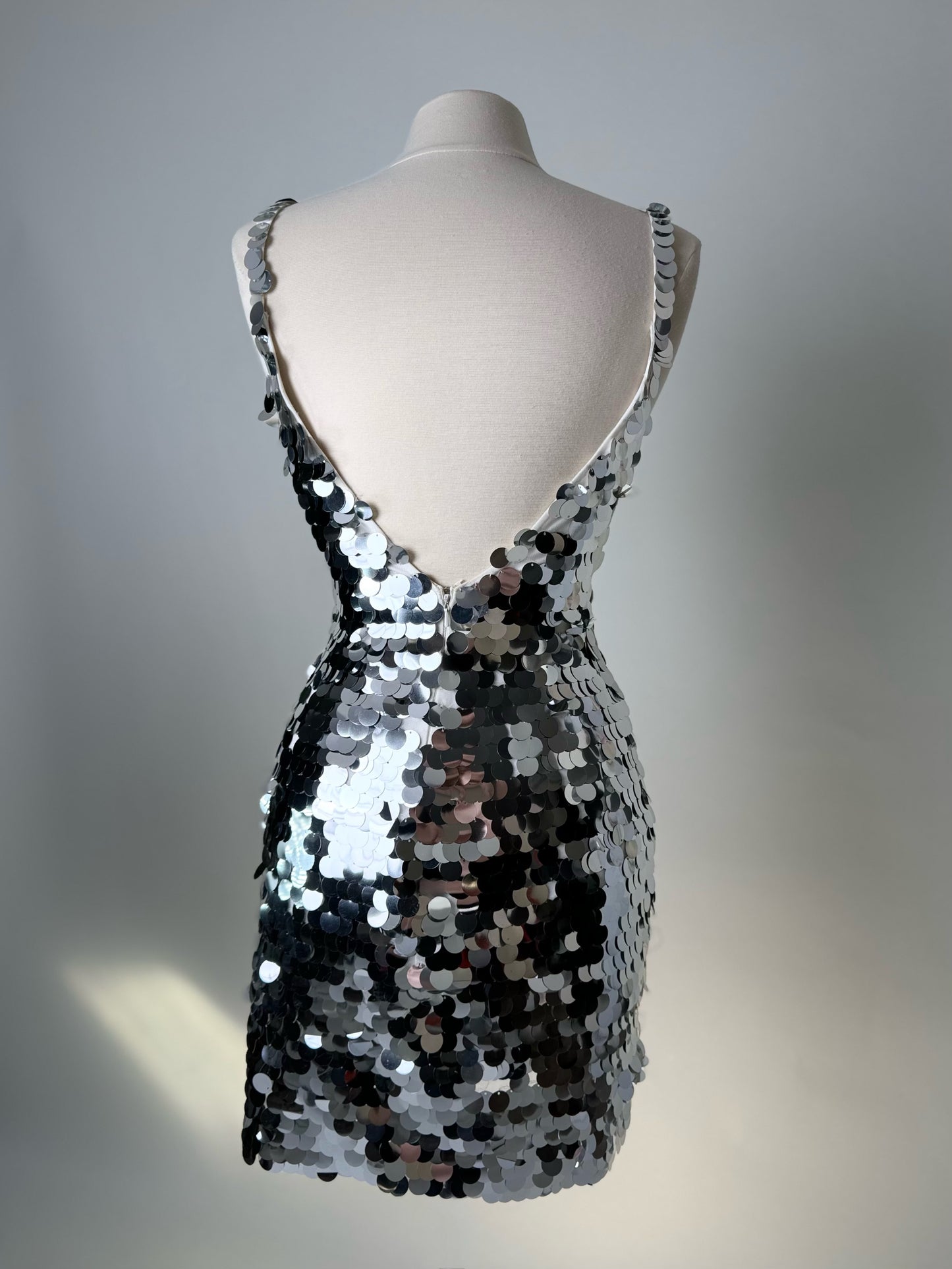 Brand New US 4 Jovani Mini  Evening Dress in Silver Color