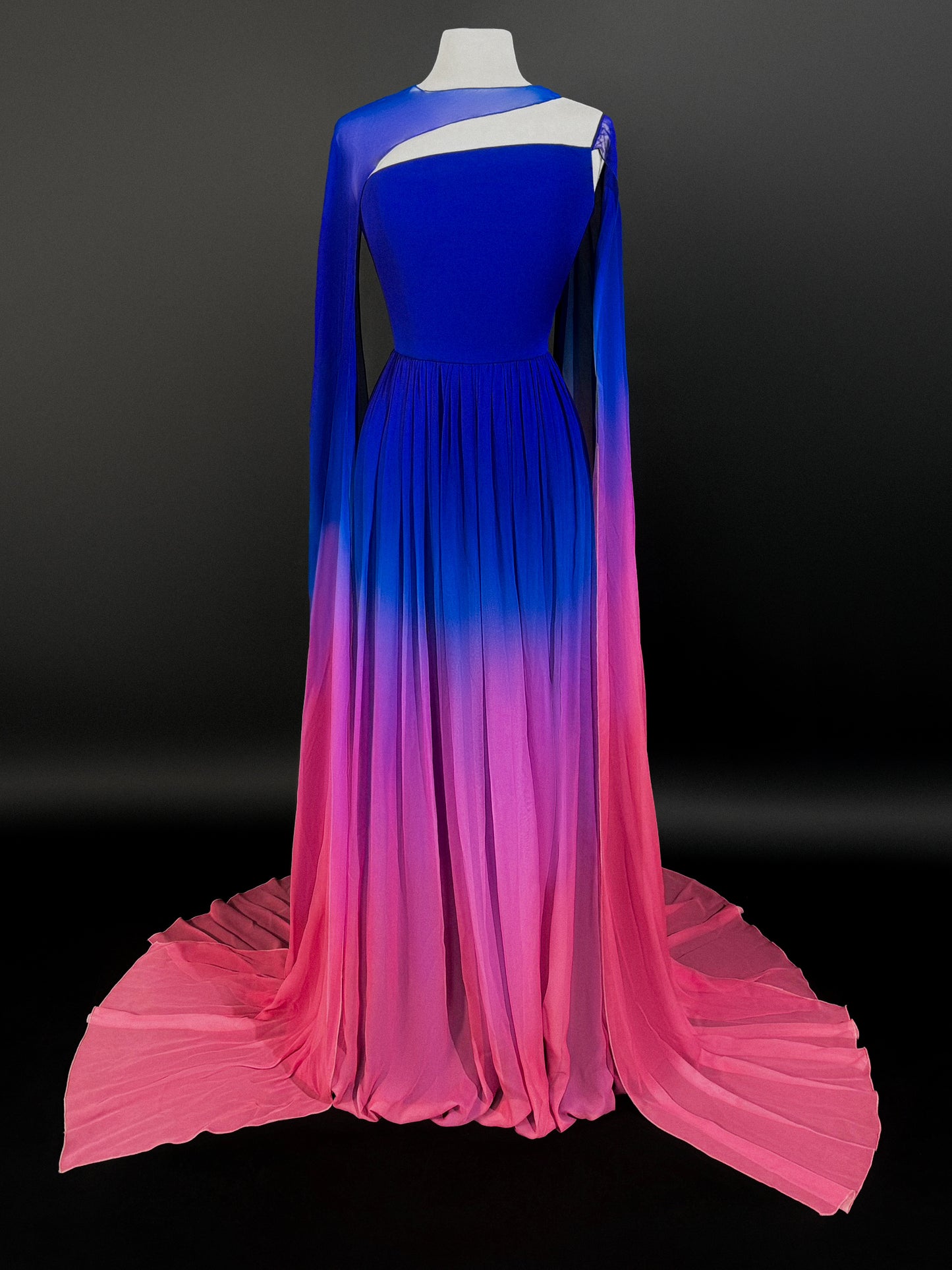 Brand New US 6 Georges Hobeika Ombré Chiffon Evening Dress