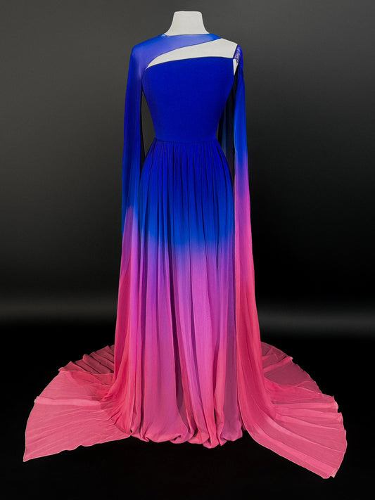 Brand New US 6 Georges Hobeika Ombré Chiffon Evening Dress