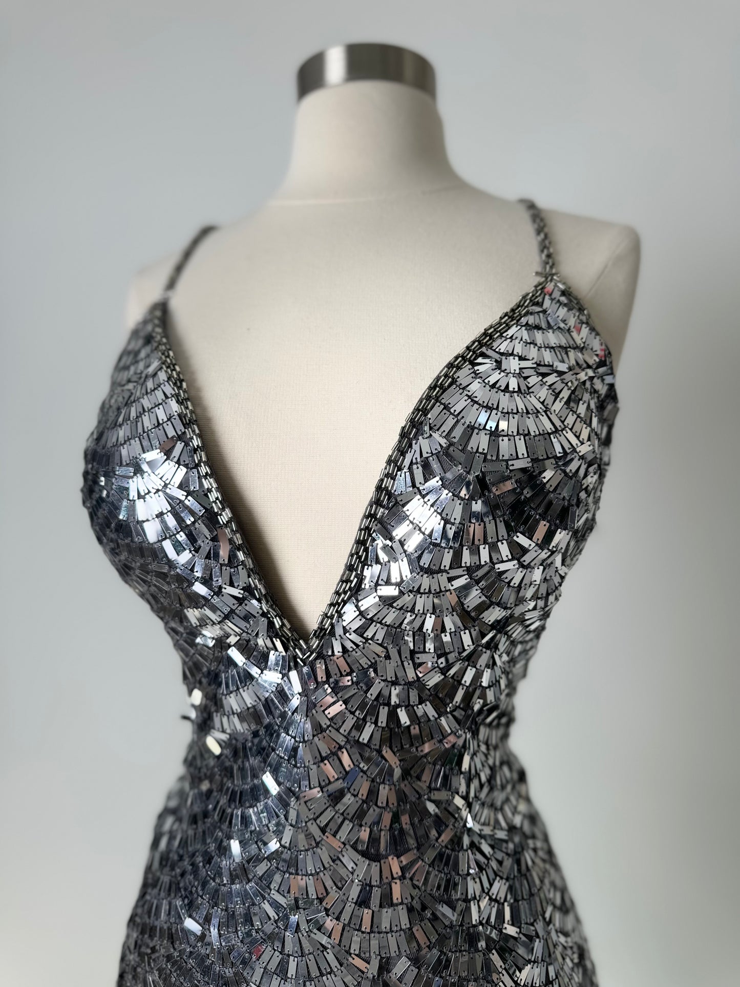 Brand New US 14 Jovani Mini Evening Dress in Silver Color