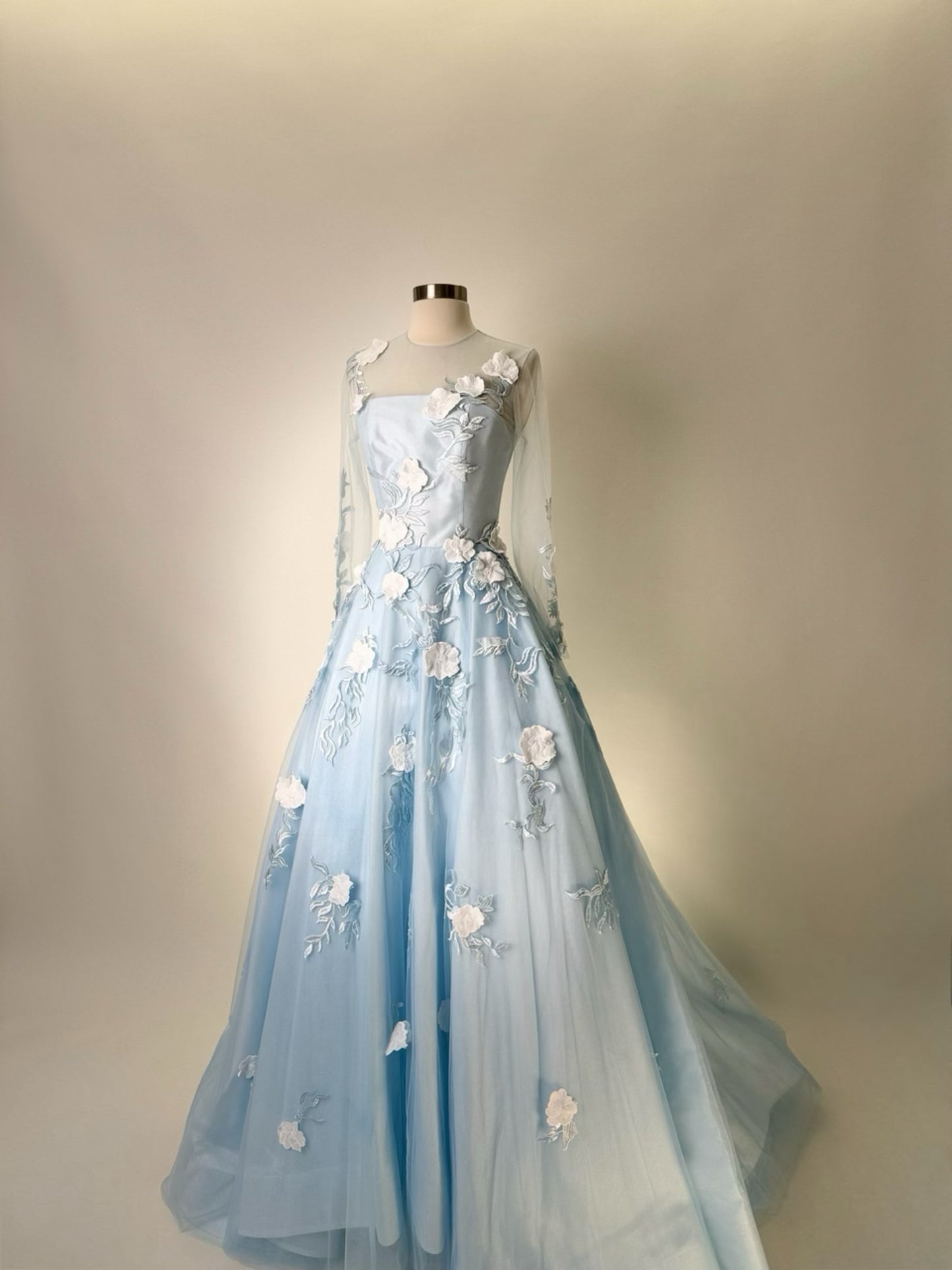 Brand New US 8 Baby Blue Floral Anna Augusta Maxi Evening Dress