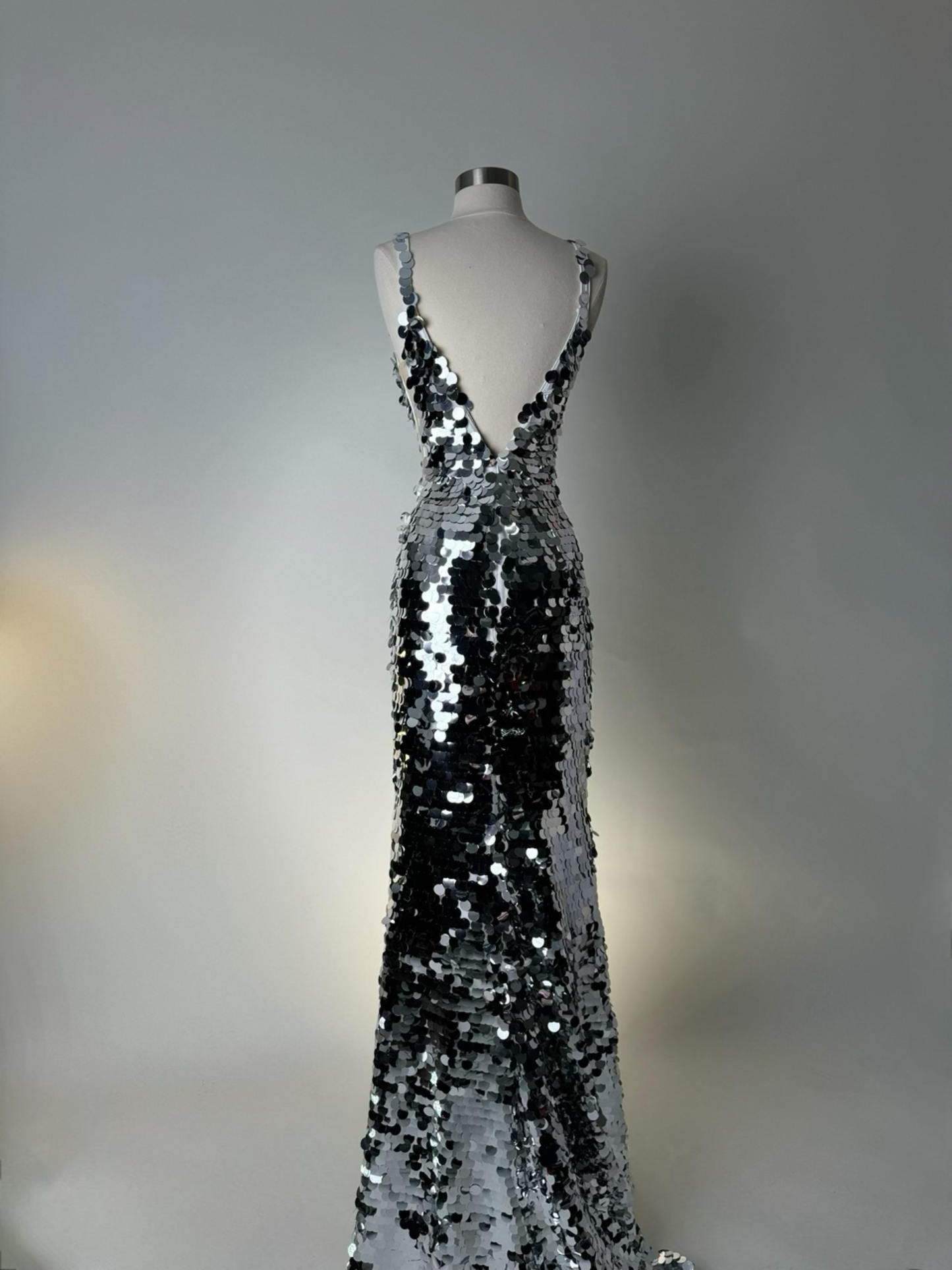 Brand New US 6 Jovani Maxi Evening Dress in Silver Color