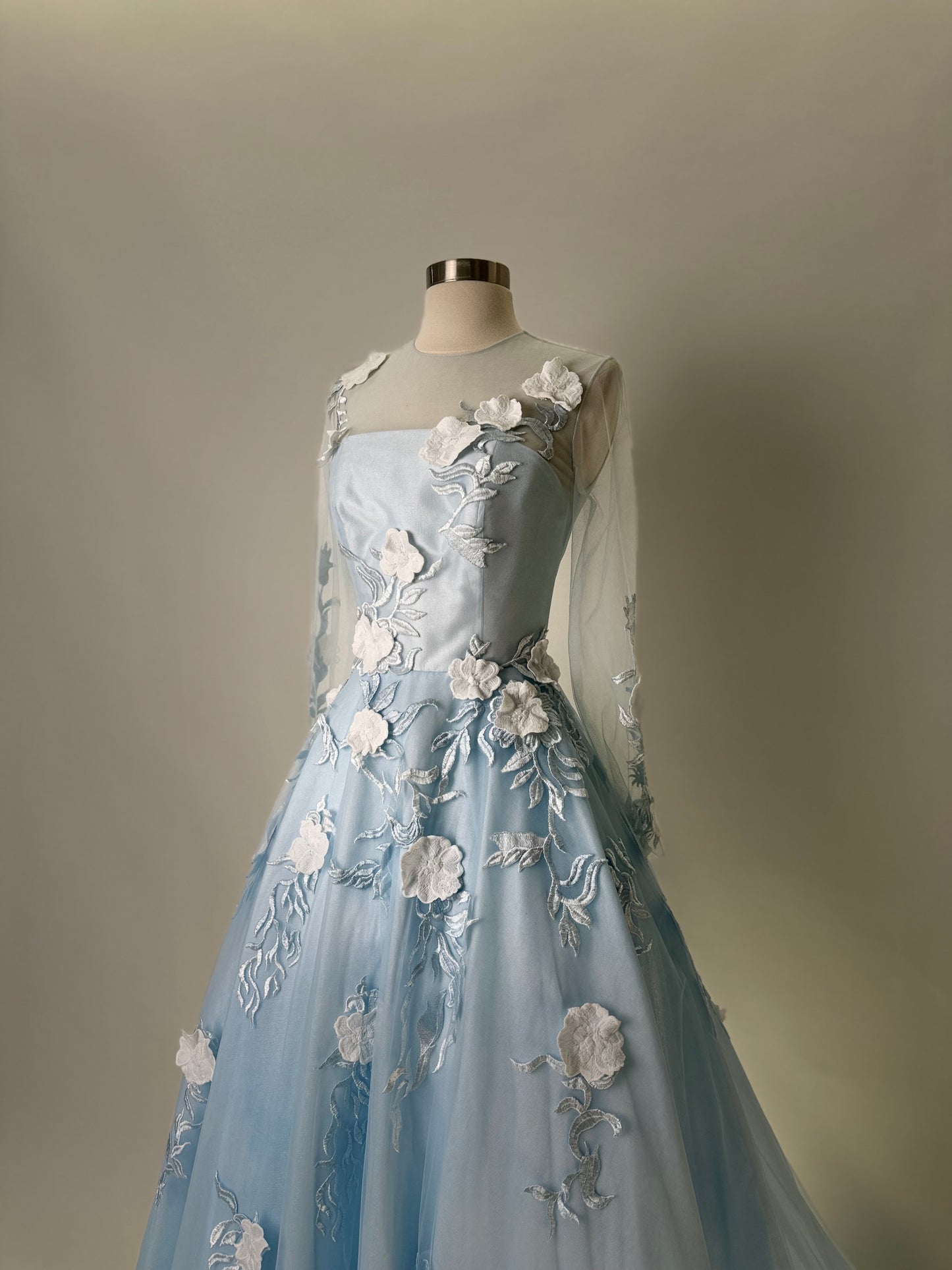 Brand New US 8 Baby Blue Floral Anna Augusta Maxi Evening Dress