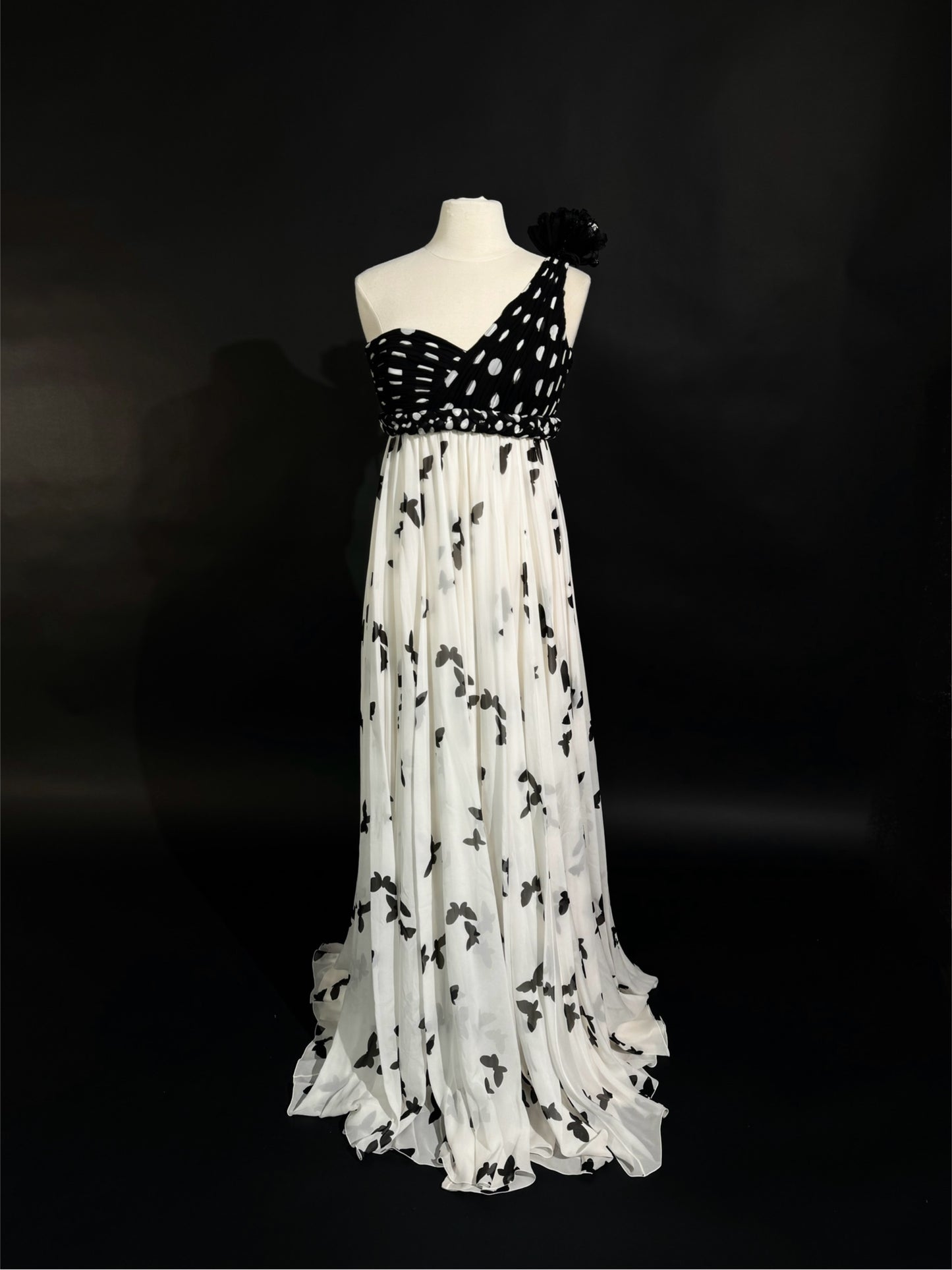 Brand New US 4 ANDREW GN Butterfly Print Chiffon Evening Gown