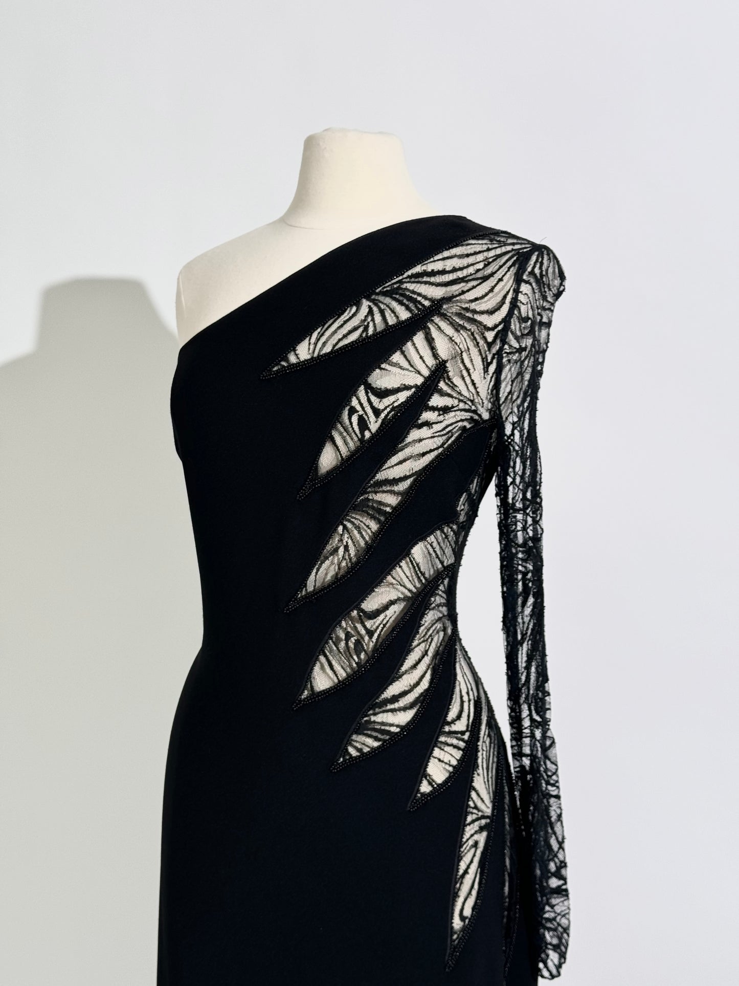 Brand New US 14 ZUHAIR MURAD Cady And Zebra Lace Intarsia Evening Gown