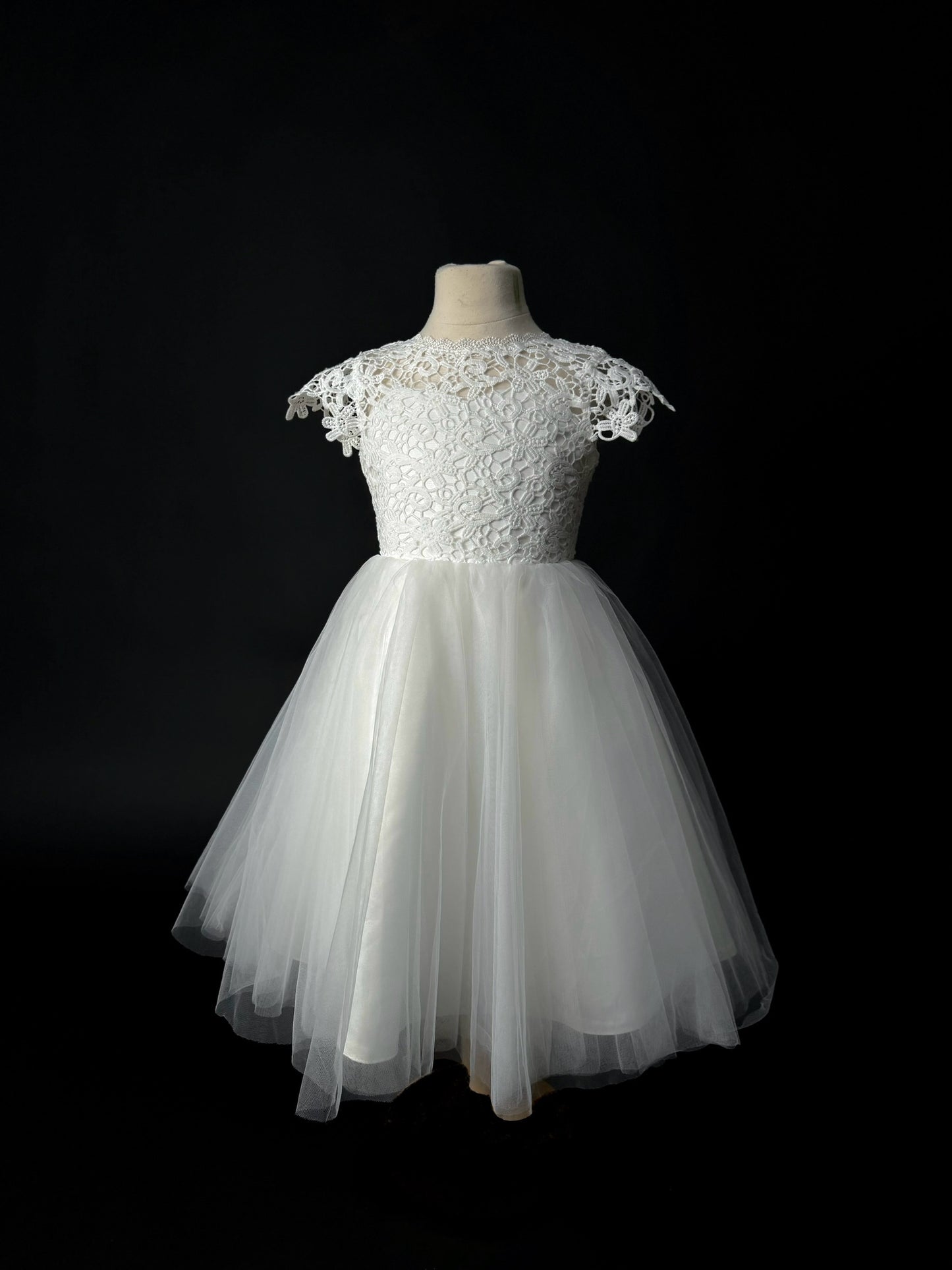 Brand New Kids Flower Girl Dress with Tulle Skirt and Guipure Top